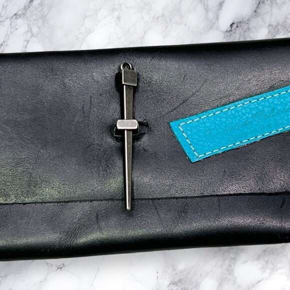 LORIANO TOLIANI Clutch Purse Leather Pouch With Dagger Closure - Picture 2 of 8